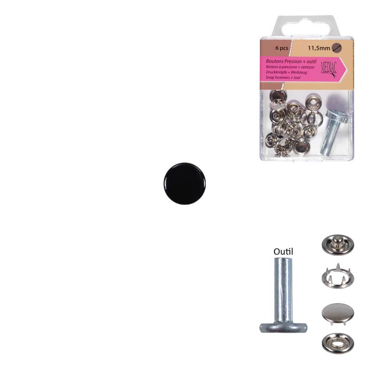 boutons-pression de couleur noire- diametre de 11mm pas cher accessoire  mercerie