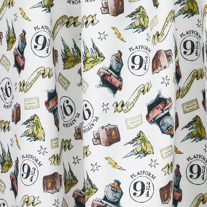 Tissu Coton imprimé sous licence Bio Harry Potter sur fond Blanc - Par 10 cm